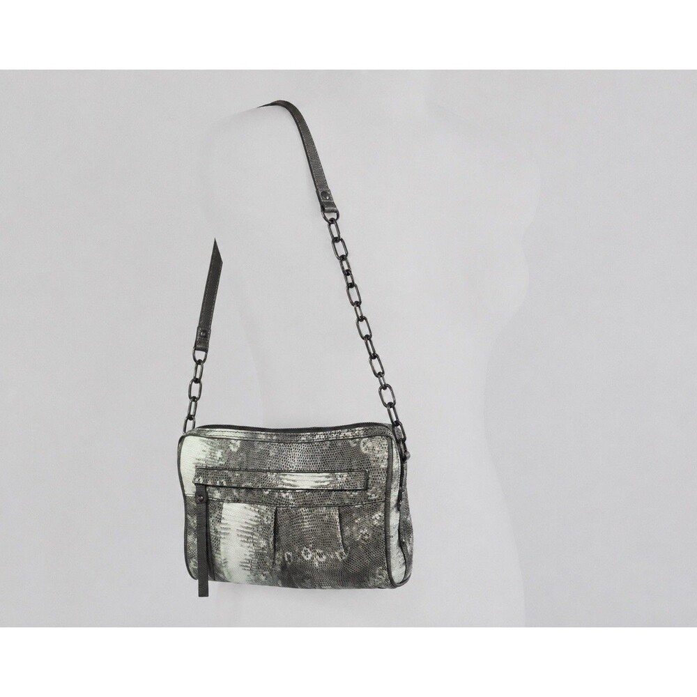 Simply Vera Wang Womens Mint Gray Croc Synthetic Classic Crossbody Handbag Purse